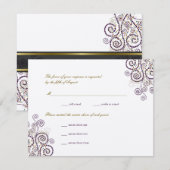 Elegant Boho Lila Spirals Wedding RSVP Card Karte (Vorne/Hinten)