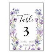 Elegant Boho Lila Wildblume Hochzeit Tischnummer (Rückseite)