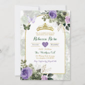 Elegant Boho Lilac Lila Sage Green Quinceañera Einladung (Vorderseite)