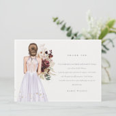 Elegant Boho Lilac Wedding Gown Brautparty Dankeskarte (Stehend Vorderseite)