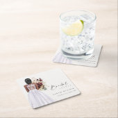 Elegant Boho Lilac Wedding Gown Brautparty Rechteckiger Pappuntersetzer (Vor Ort)