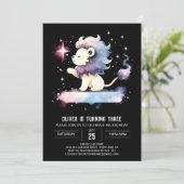 Elegant Boho Lion Birthday Einladung (Stehend Vorderseite)