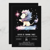 Elegant Boho Lion Birthday Einladung (Vorne/Hinten)