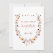 Elegant Boho Little Wildblume Wreath Baby Shower Dankeskarte (Vorderseite)