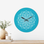 Elegant Boho Mandala  Große Wanduhr