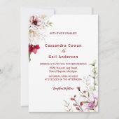 Elegant Boho Maroon Blume Hochzeit Einladung (Vorderseite)