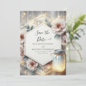 Elegant Boho Mason Jar Wedding Save The Date (Stehend Vorderseite)