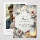 Elegant Boho Mason Jar Wedding Save The Date (Vorne/Hinten)
