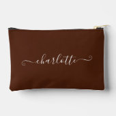 Elegant Boho Minimalist Bridesmaid Name | Brown Zubehörtasche (Rückseite)