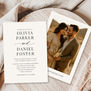 Elegant Boho Minimalistisch Foto Wedding Einladung