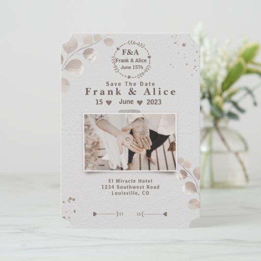 Elegant Boho Modern Save the Date (Stehend Vorderseite)