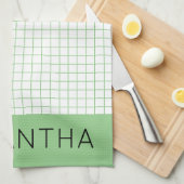 Elegant Boho Monogram Feminine Script Name Geschirrtuch (Viertel Falte)