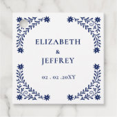 Elegant Boho Navy Floral Wedding Geschenkanhänger (Vorderseite)