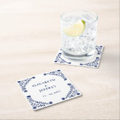 Elegant Boho Navy Floral Wedding Rechteckiger Pappuntersetzer (Vor Ort)