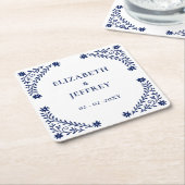 Elegant Boho Navy Floral Wedding Rechteckiger Pappuntersetzer (angewinkelt)