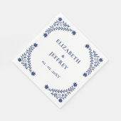 Elegant Boho Navy Floral Wedding Serviette (Ecke)