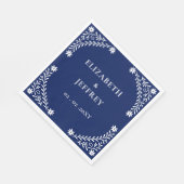 Elegant Boho Navy Floral Wedding Serviette (Ecke)