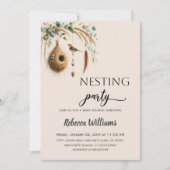 Elegant Boho Nesting Party Bird Baby Shower Einladung (Vorderseite)