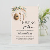Elegant Boho Nesting Party Bird Baby Shower Einladung (Stehend Vorderseite)