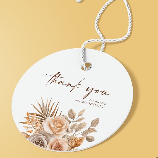 Elegant Boho Neutral Floral Vielen Dank für Ihre H Geschenkanhänger