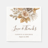 Elegant-Boho-Neutral-Liebe und DankesWedding Serviette (Vorderseite)