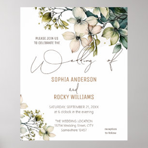 Elegant Boho Niedliche Wildblume Hochzeitskarte Fl Poster