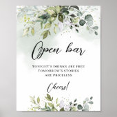 Elegant boho Open Bar wedding Brautparty Poster (Vorne)