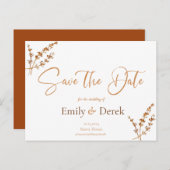 Elegant Boho Orange Blume Save the Date Po Postc Postkarte (Vorne/Hinten)