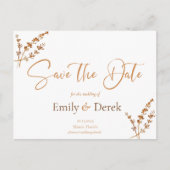 Elegant Boho Orange Blume Save the Date Po Postc Postkarte (Vorderseite)