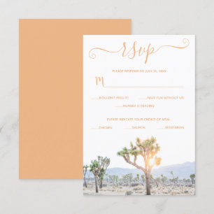 Elegant Boho Orange Custom Joshua Tree Wedding RSVP Karte