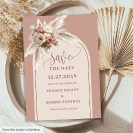 Elegant Boho Pampas Grass Arch Save the Date Card Einladung