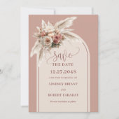 Elegant Boho Pampas Grass Arch Save the Date Card Einladung (Vorderseite)