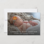 Elegant Boho Pampas Grass Foto Geburtsankündigung Mitteilungskarte (Vorderseite)