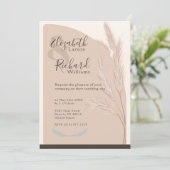 Elegant Boho Pampas Grass Moderne Hochzeit Einladung (Stehend Vorderseite)