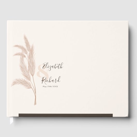 Elegant Boho Pampas Grass Moderne Hochzeit Gästebuch (Vorderseite)