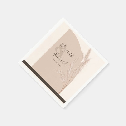 Elegant Boho Pampas Grass Moderne Hochzeit Serviette (Ecke)