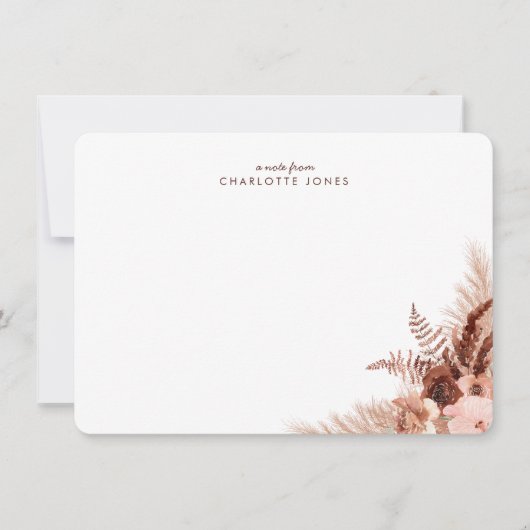 Elegant Boho Pampas Grass Personal Stationery Mitteilungskarte (Vorderseite)