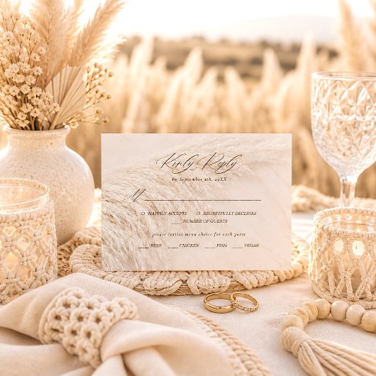 Elegant Boho Pampas Grass RSVP Karte