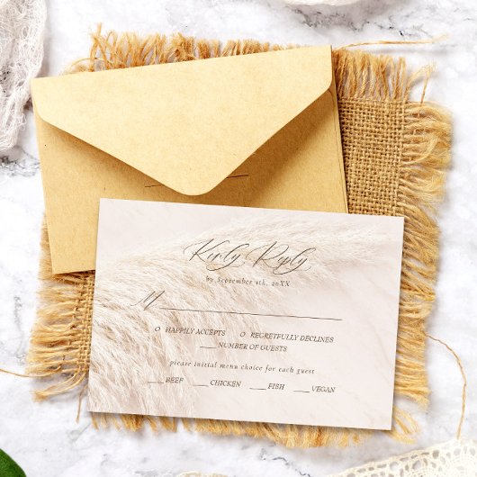 Elegant Boho Pampas Grass RSVP Karte