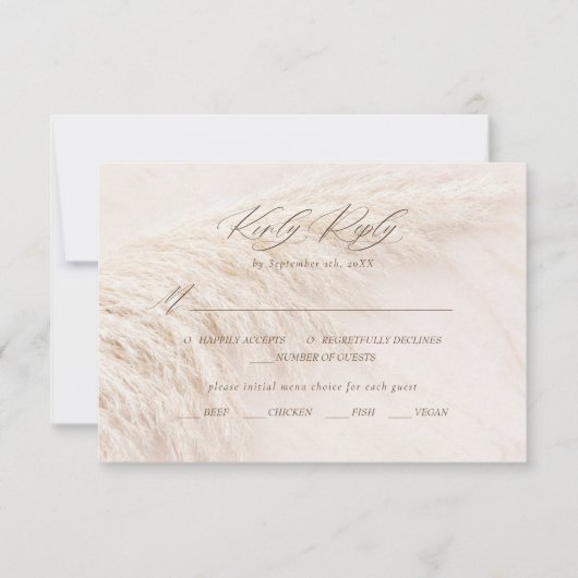 Elegant Boho Pampas Grass RSVP Karte (Vorderseite)