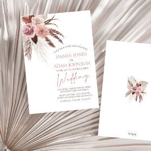 Elegant Boho Pampas Grass Terracotta Wedding Einladung