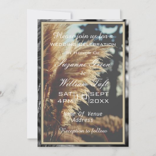 Elegant Boho Pampas Grass Wedding Einladung (Vorderseite)