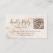 Elegant Boho Pampas Grass Wedding RSVP Card Begleitkarte (Vorderseite)