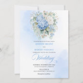 Elegant Boho Pastel Blue Hydrangea Wedding Invite Einladung (Vorderseite)
