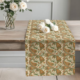 Elegant Boho Pastel Earthy Paisley Swirl Design Großer Tischläufer