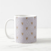 Elegant Boho Pastel Hearts Gray Gold Geschenk Kaffeetasse (Links)