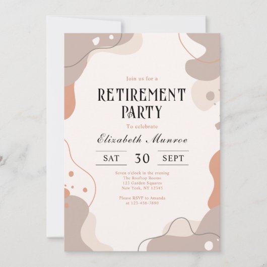 Elegant Boho Pastel Retirement Party Einladung (Vorderseite)