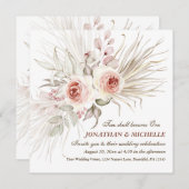 Elegant Boho Pink Blush Christliche Hochzeit Einladung (Vorne/Hinten)