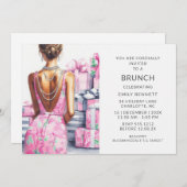 Elegant Boho Pink Brunch Einladung (Vorne/Hinten)