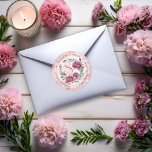 Elegant Boho Pink Carnations Floral Return Address Runder Aufkleber<br><div class="desc">Add a refined finishing touch to envelopes, invitations, and gifts with this personalized carnation floral round address sticker seal. Designed to coordinate seamlessly with matching stationery, this classic round sticker brings timeless floral elegance to both special occasions and everyday mail. The design features an open-ended floral wreath arranged along the...</div>